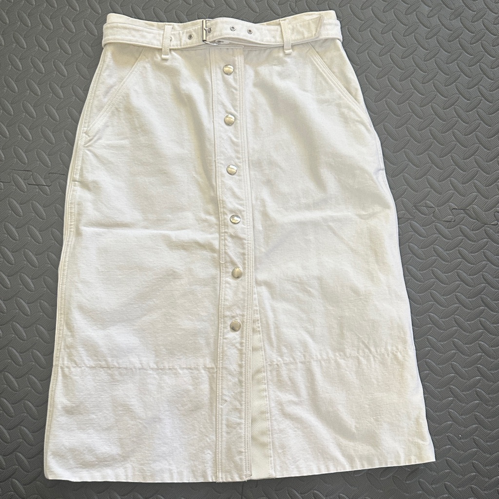 Rag & Bone White Button-Front Midi Skirt